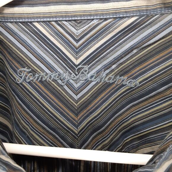 Tommy Bahama Long Sleeve Button Shirt Blue Brown Tan Large - Picture 7 of 9
